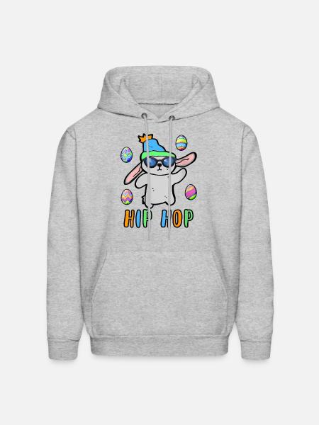 Easter Hip Hop Bunny Eggs Hunting - Men's Hoodie - heather gray