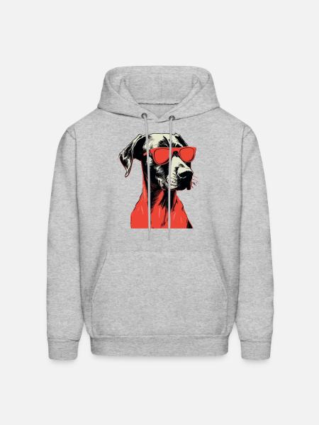 Great Dane Red Sunglasses T-Shirt - Men's Hoodie - heather gray