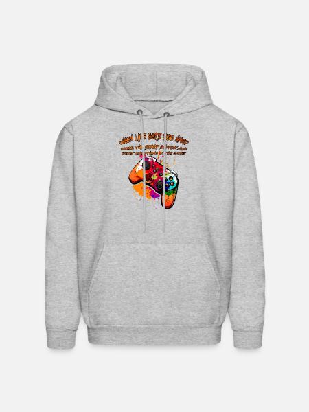 Press Start, Restart Life - Men's Hoodie - heather gray
