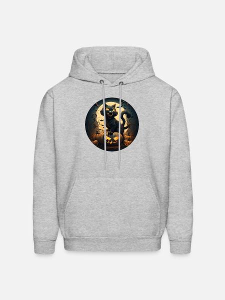 Halloween Cat - Men's Hoodie - heather gray