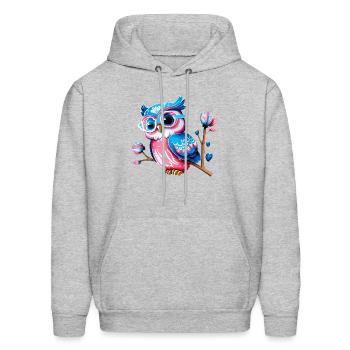 Red White and Blue Owl - Men's Hoodie - heather gray - Front - Elias (183cm)