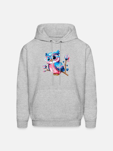 Red White and Blue Owl - Men's Hoodie - heather gray