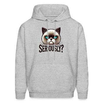 Cute cat design on a comfy tee Funny cat t-shirt - Men's Hoodie - heather gray - Front - Elias (183cm)