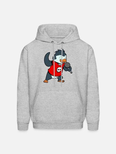 Singing Penguin With Microphone - Men's Hoodie - heather gray