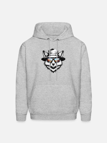 Fox Bucket Hat - Men's Hoodie - heather gray