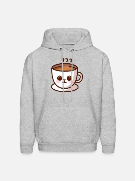 Coffee Cup Cat Face - Men's Hoodie - heather gray