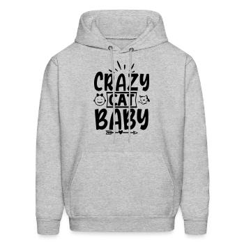 Crazy cat baby - Men's Hoodie - heather gray - Front - Elias (183cm)