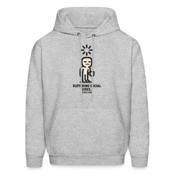 Buffering Social Vibes – Grumpy Coffee Figure with - Men's Hoodie - heather gray - Front - Elias (183cm)