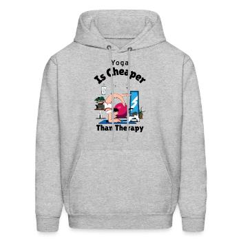 Yoga Is Cheaper Than Therapy Yoga Instructor - Men's Hoodie - heather gray - Front - Elias (183cm)