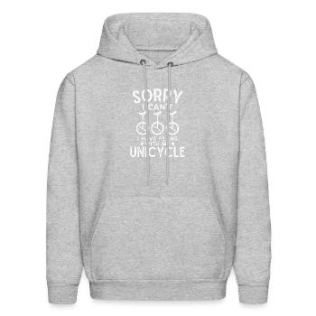 Sorry I Can't I Have Plans With My Unicycle - Men's Hoodie - heather gray - Front - Elias (183cm)