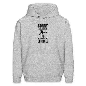 Sorry I Can't I Have Plans With My Unicycle - Men's Hoodie - heather gray - Front - Elias (183cm)