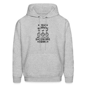 I Was Normal Until I Started Backwards Riding - Men's Hoodie - heather gray - Front - Elias (183cm)