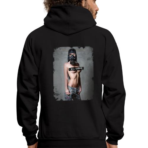 nude girl with gas mask - i will survive - Men's Hoodie