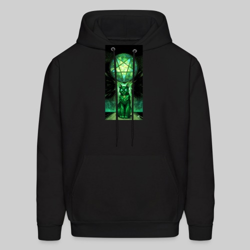 Green Satanic Cat and Pentagram Stained Glass - Men's Hoodie