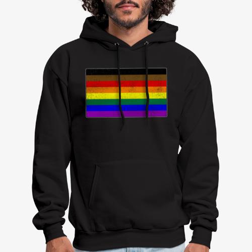 Distressed Philly LGBTQ Gay Pride Flag - Men's Hoodie