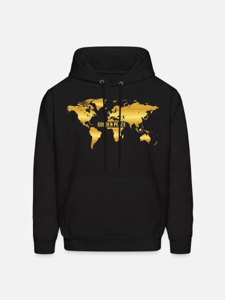 Golden Peace World Map - Men's Hoodie - black
