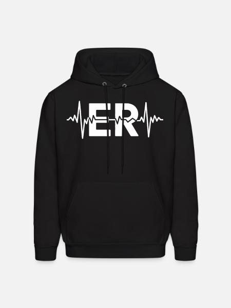 ER Pulse ECG Logo Tee - Men's Hoodie - black