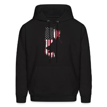 German Shepherd American Flag Usa Patriotic Dog - Men's Hoodie - black - Front - Elias (183cm)