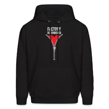 Chirurgie cardiaque rénovée en usine Zipper Club Fake - Molleton à capuche pour hommes - noir - Devant - Elias (183cm)