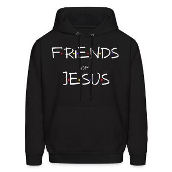 FRIENDS of Jesus. - Men's Hoodie - black - Front - Elias (183cm)