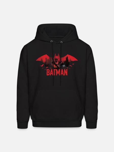 Batman With Bats And Red Batman Logo - Men's Hoodie - black