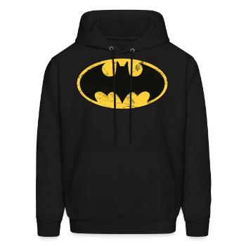 DC Comics Batman Logo Used Look - Men's Hoodie - black - Front - Elias (183cm)