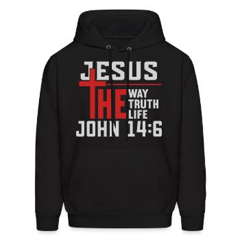 Jesus The Way Truth Life John - Men's Hoodie - black - Front - Elias (183cm)