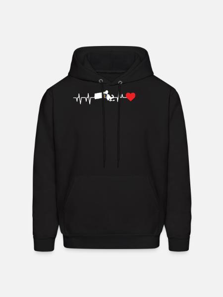Massachusetts Heartbeat Gift - Men's Hoodie - black
