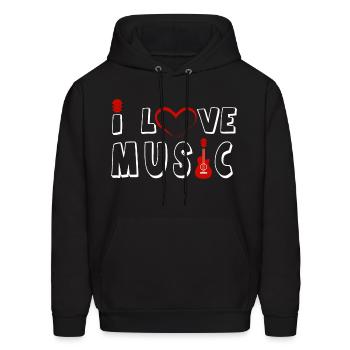 I like music with a heart and a guitar - Men's Hoodie - black - Front - Elias (183cm)