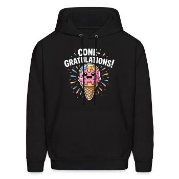 Cone-gratulations! Kawaii Ice Cream Cone - Men's Hoodie - black - Front - Elias (183cm)