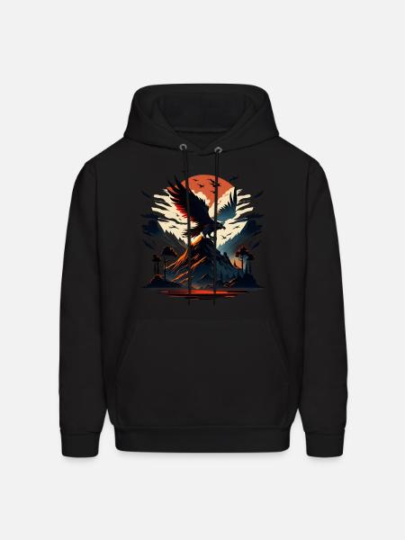Golden eagle on snow mountain - Men's Hoodie - black
