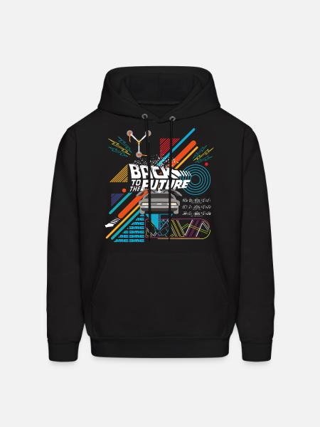 Back To The Future Logo With Delorean Time Machine - Men's Hoodie - black