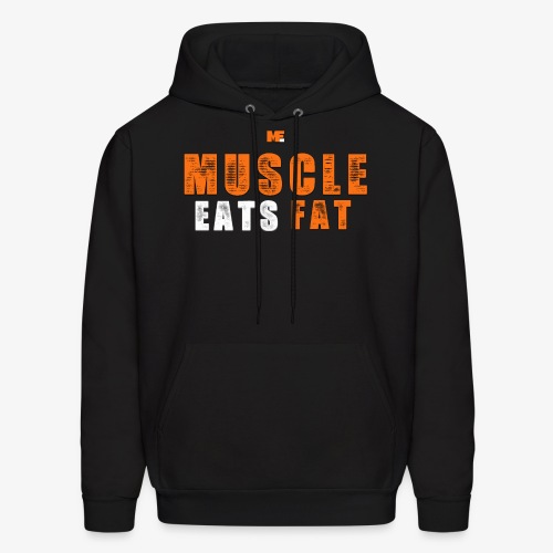 Muscle Eats Fat White Orange Edition - Men's Hoodie