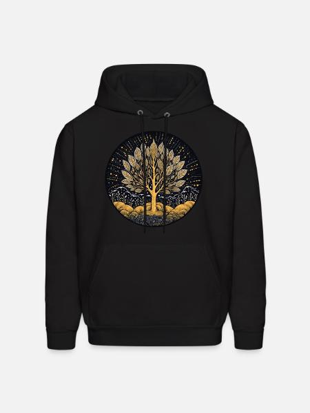 Silver Leaf Tree - Men's Hoodie - black