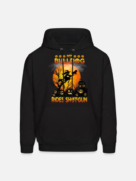 My Bulldog Riding Broom - Men's Hoodie - black
