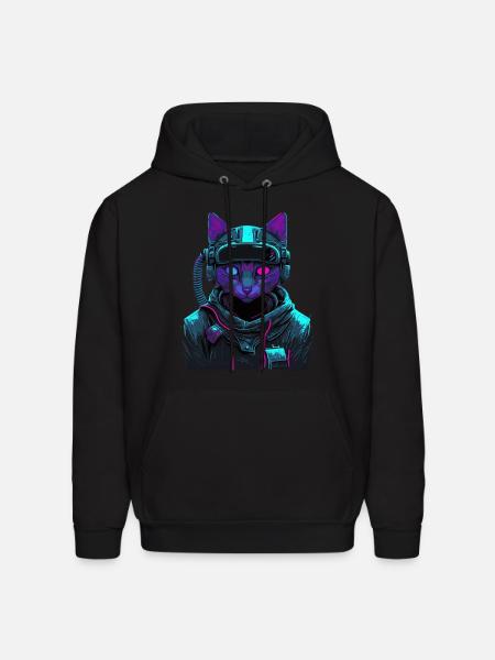 BLUE CAT !! - Men's Hoodie - black