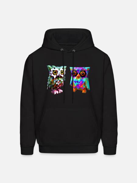 Polygon owls - Men's Hoodie - black