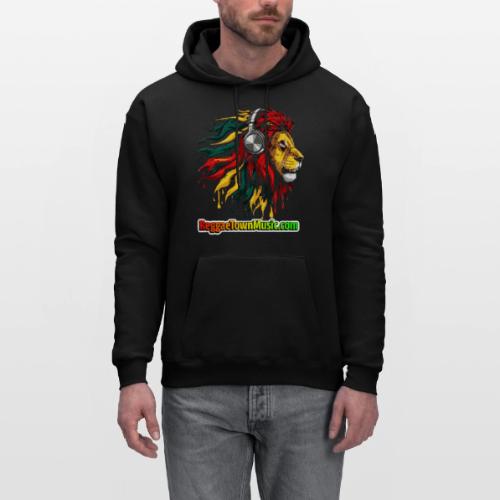 Reggae Music Radio Lion Head Soundwaves design - Men's Hoodie