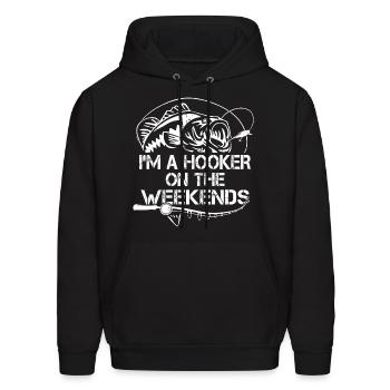 I m A Hooker On The Weekends - Men's Hoodie - black - Front - Elias (183cm)