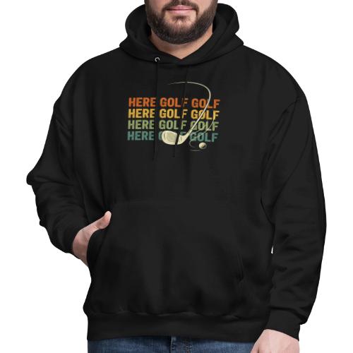 Here Golf Golf Golf Vintage Sunset Style - Men's Hoodie