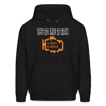 The Scariest Sign - check engine warning light - Men's Hoodie - black - Front - Elias (183cm)