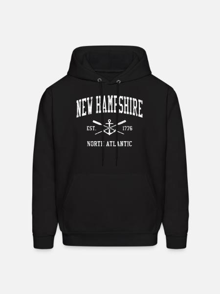New Hampshire Crossed Oars Boat Anchor Sports - Men's Hoodie - black
