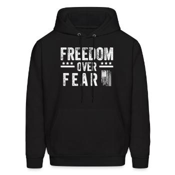 Freedom Over Fear - Men's Hoodie - black - Front - Elias (183cm)