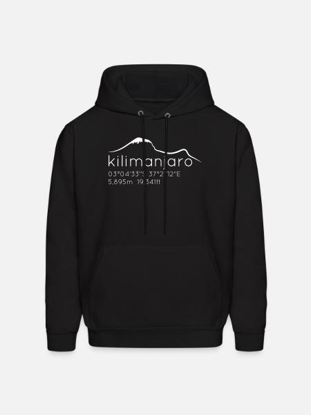Kilimanjaro With Lat Long Elevation - Men's Hoodie - black