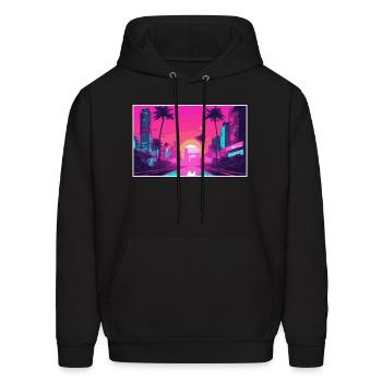 Neon Paradise Vaporwave Sunset Vibes - Men's Hoodie - black - Front - Elias (183cm)