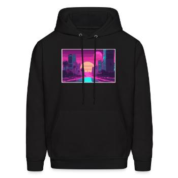 Neon Paradise Vaporwave Sunset Vibes - Men's Hoodie - black - Front - Elias (183cm)