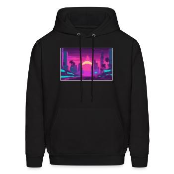 Neon Paradise Vaporwave Sunset Vibes - Men's Hoodie - black - Front - Elias (183cm)