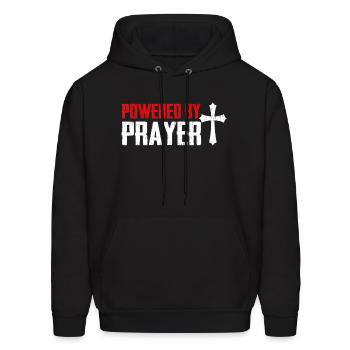 Powered by Prayer Christian Religion Rel Cross Pra - Men's Hoodie - black - Front - Elias (183cm)