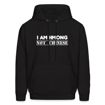 Je ne suis pas hmong chinois - Molleton à capuche pour hommes - noir - Devant - Elias (183cm)