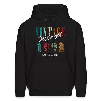 December 1993 Anniversary December 1993 December - Men's Hoodie - black - Front - Elias (183cm)